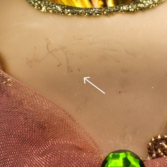 Indent Glass Teardrop Ornaments Gold Harlequin Pattern Tulle Ribbon Pink Trim 2 - Picture 10 of 10